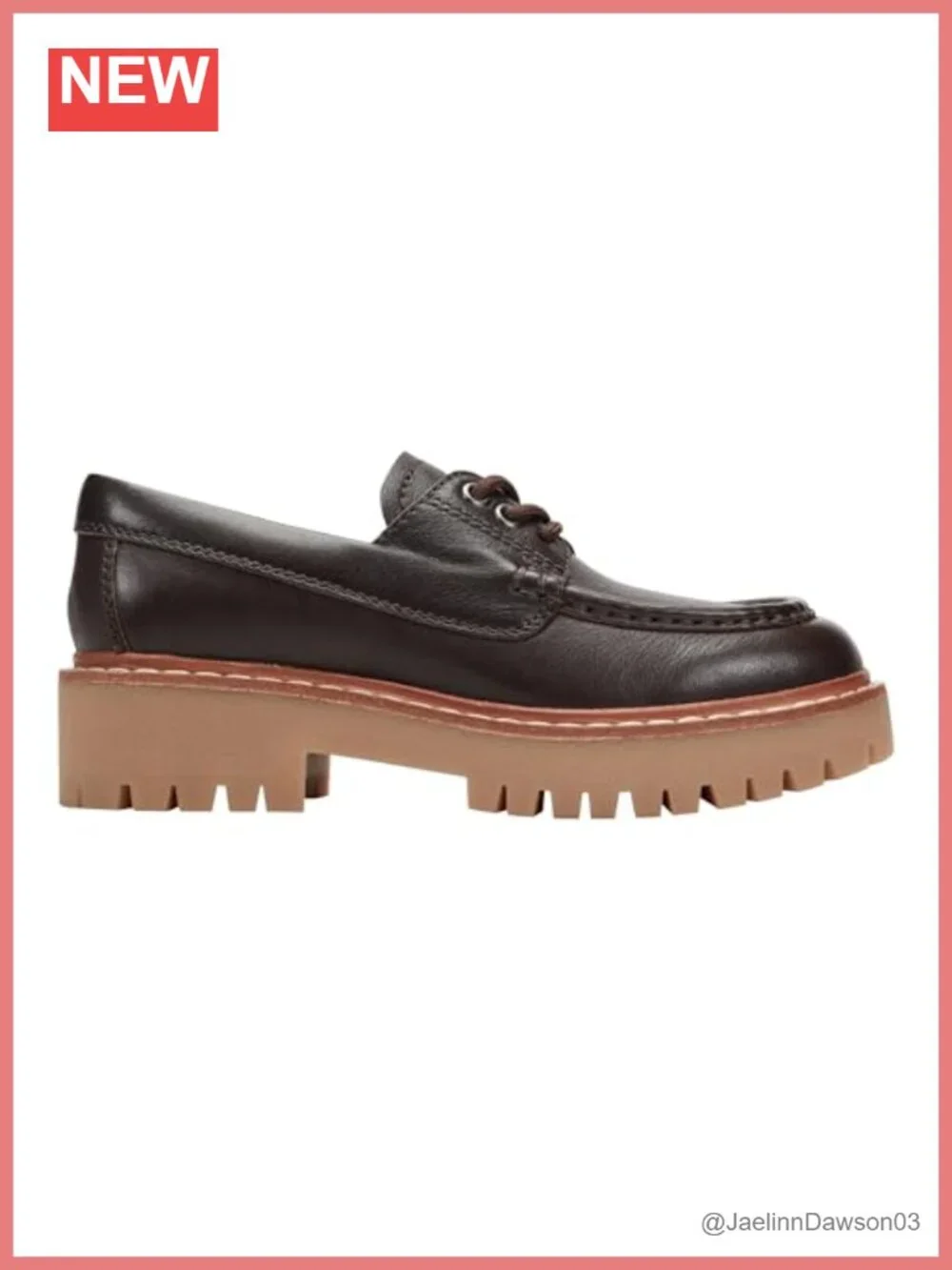 Leather Lace-Up Lug Sole Loafers Women's Casual Block Heel Shoes